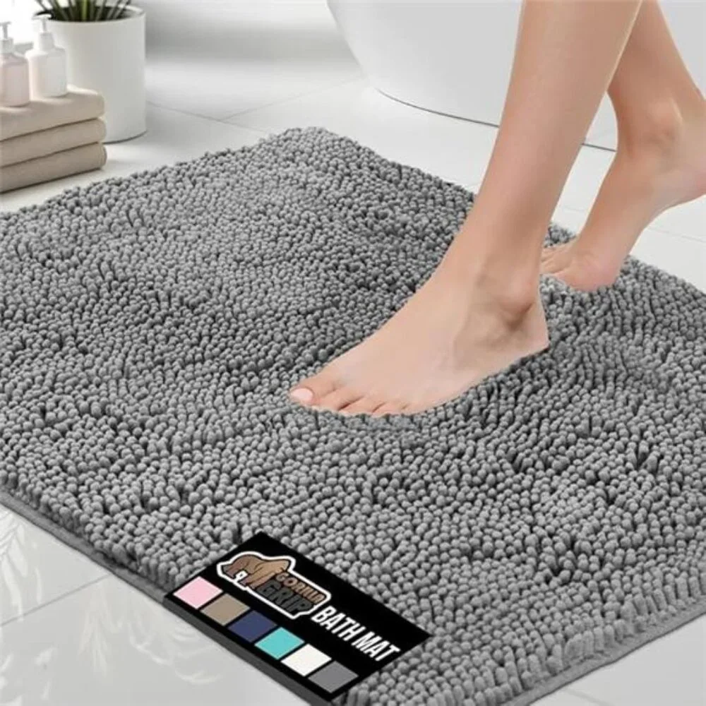 Bath rug chenille thick absorbent microfiber non slip washable bathroom mat